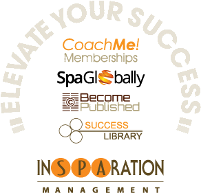 Elevate Your Success Logos - Coach Me, Spa Globally, Become Published, Success Library, InSPAration Management